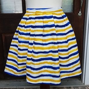 Jack by BB Dakota Blue and Yellow Striped A-Line Skirt
